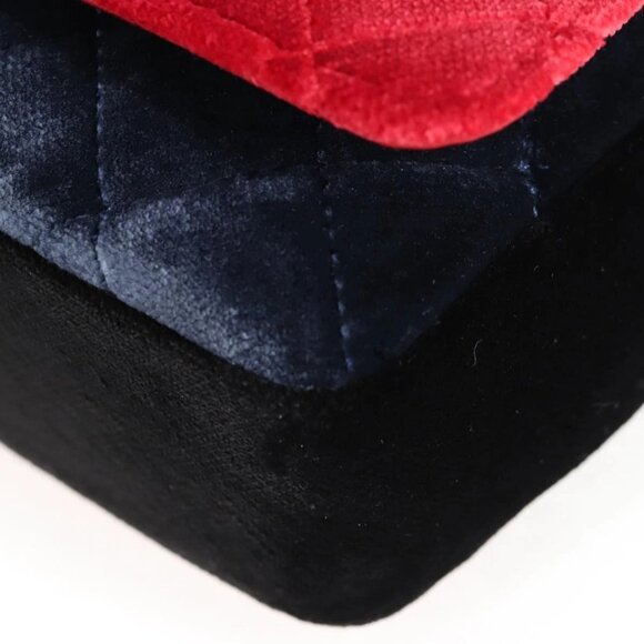 CHANEL Matelasse Camellia Chain Shoulder Bag Velor Red CC Auth KD378SM - Picture 6 of 16